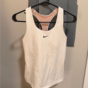 Nike Women's White and Pink Tank Top